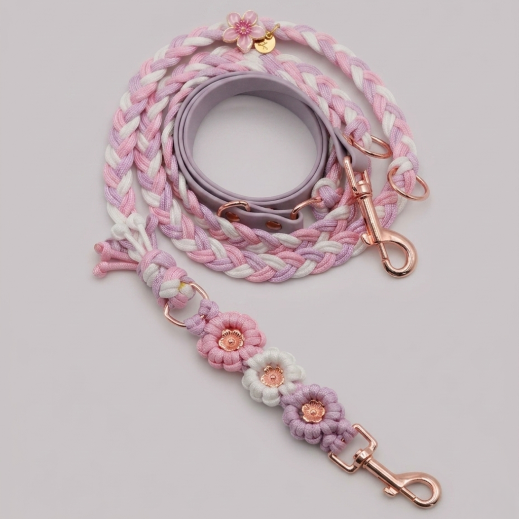 SOFORTKAUF Flower Mix Leine "Pink blossom" aus Paracord und Biothane®