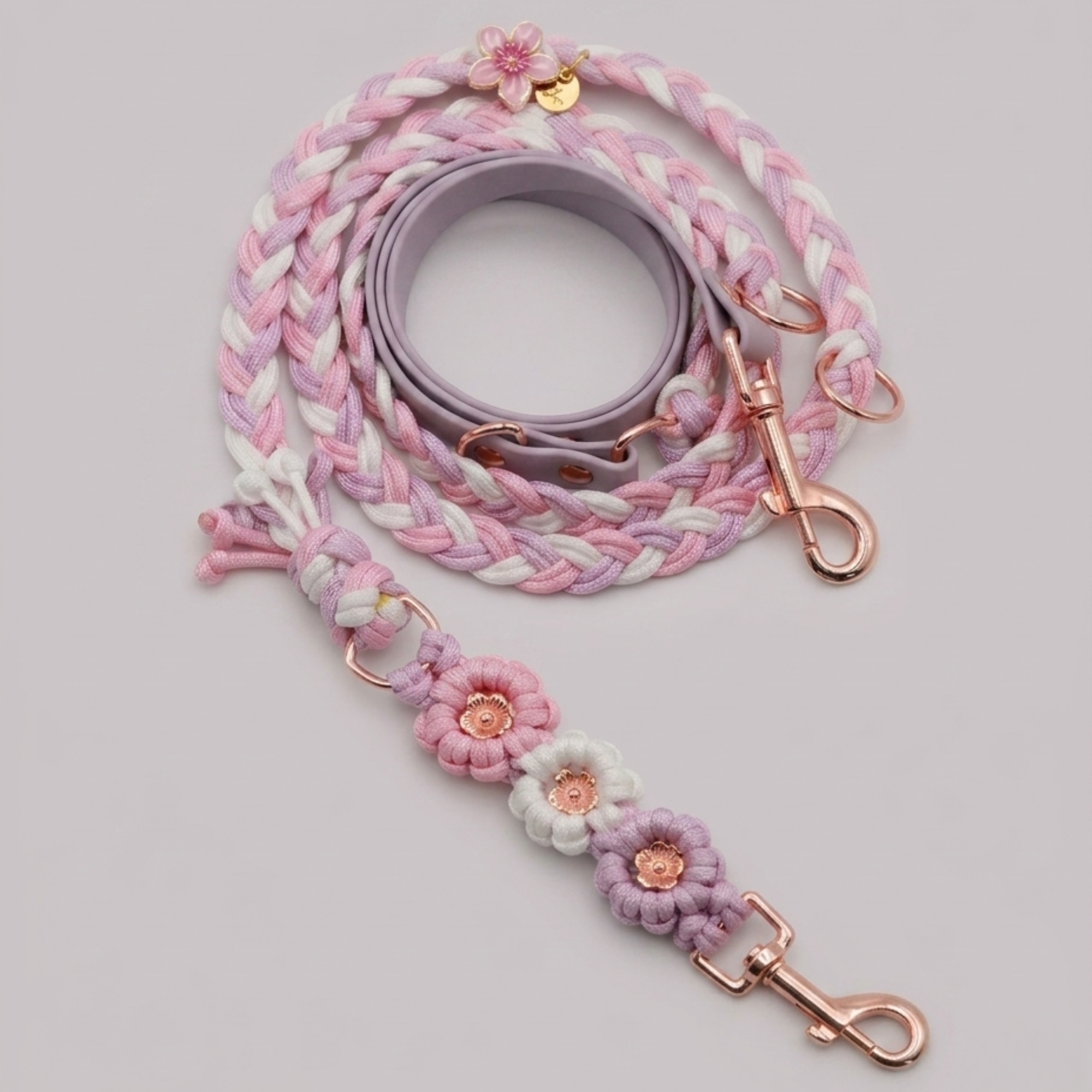 SOFORTKAUF Flower Mix Leine "Pink blossom" aus Paracord und Biothane®