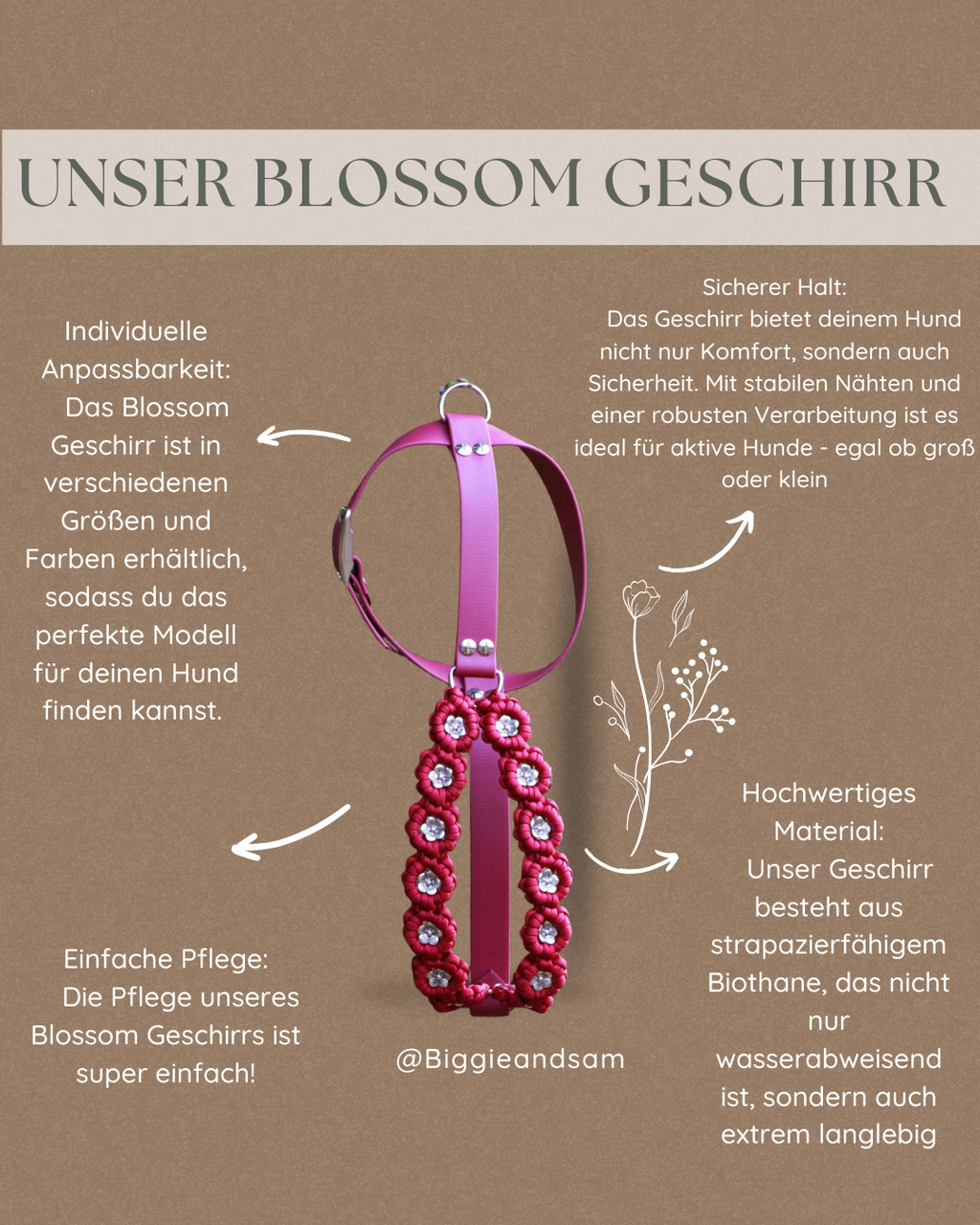 Hundegeschirr mit Blumen selbst gestalten