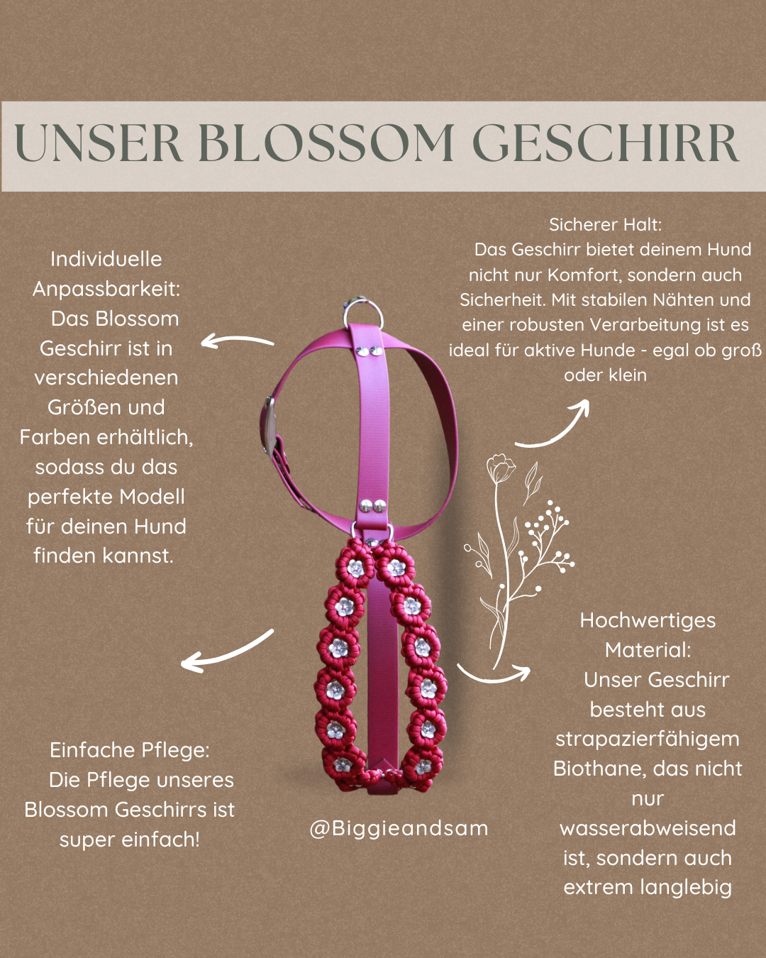 Hundegeschirr mit Blumen selbst gestalten
