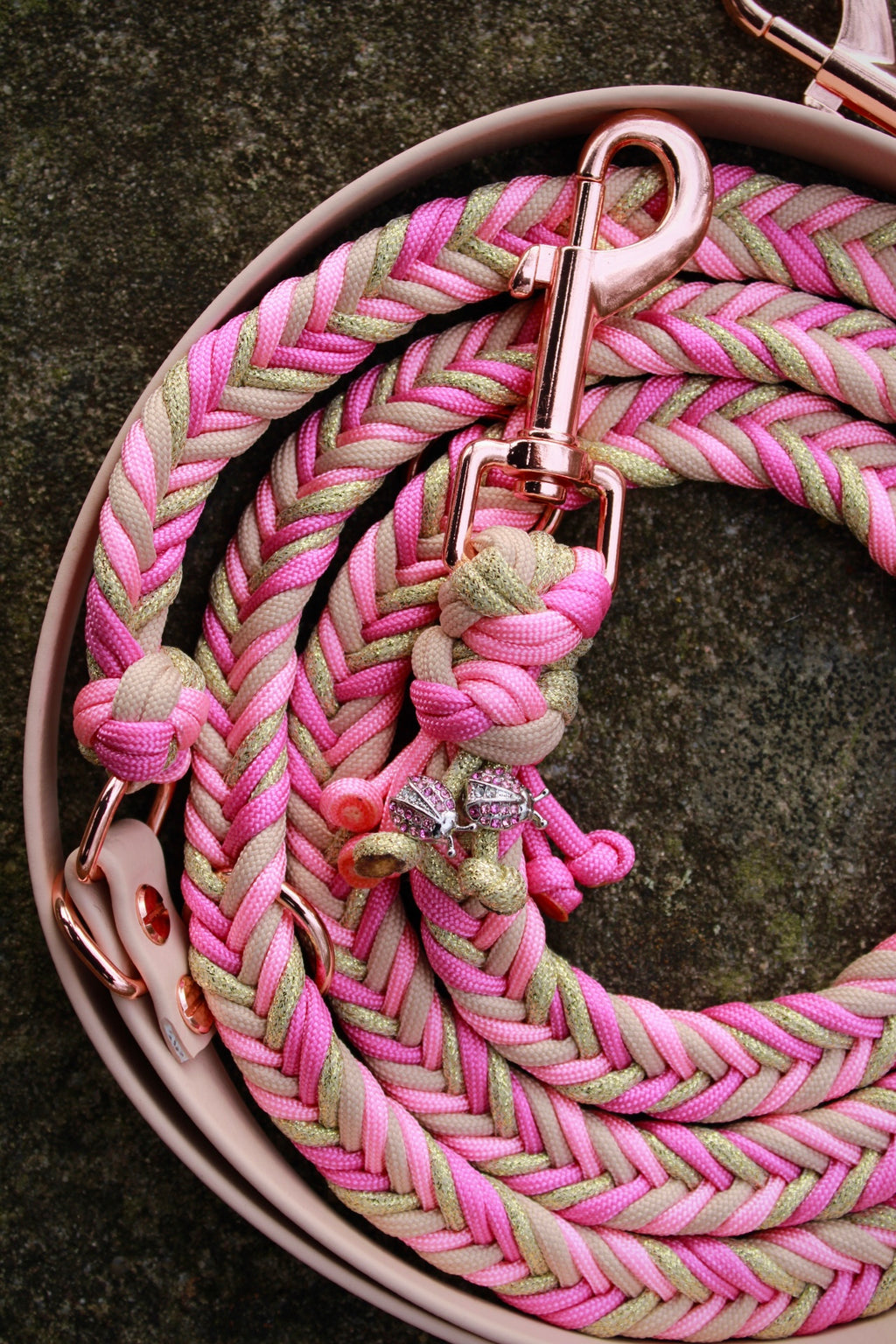 SOFORTKAUF Fishbone Leine "Golden Pink" aus Paracord und Biothane®