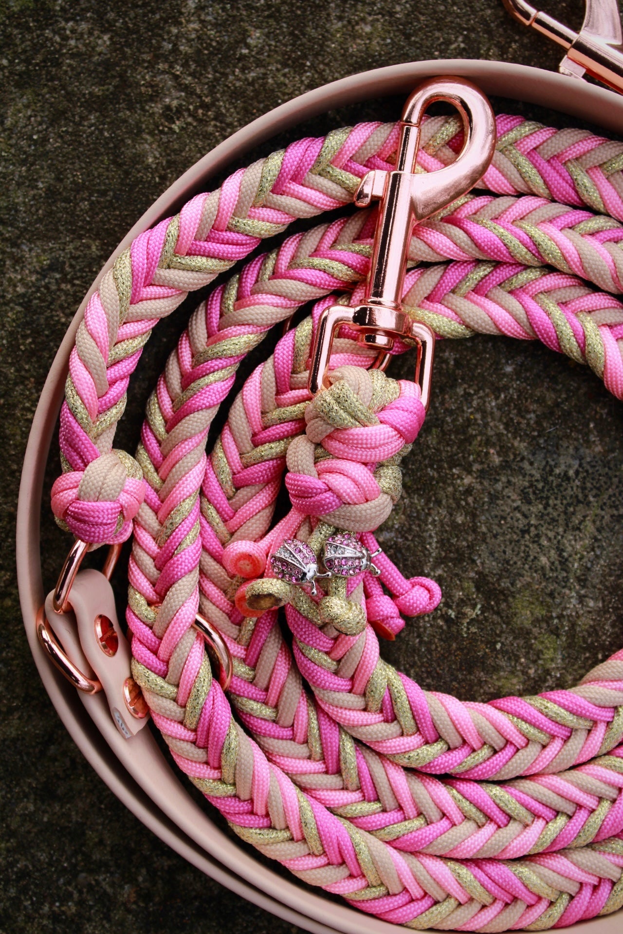 SOFORTKAUF Fishbone Leine "Golden Pink" aus Paracord und Biothane®