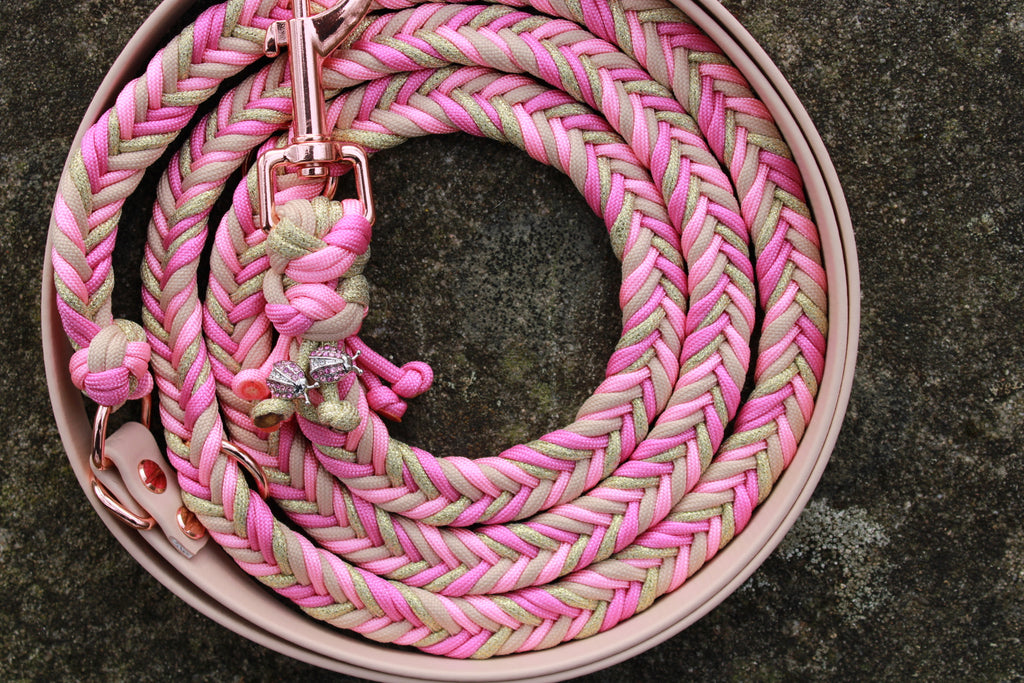 SOFORTKAUF Fishbone Leine "Golden Pink" aus Paracord und Biothane®