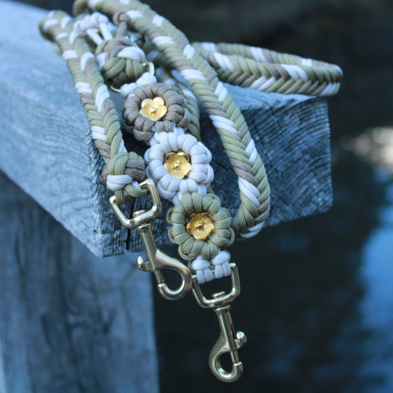 SOFORTKAUF Flower Leine "Oliv bloom" aus Paracord