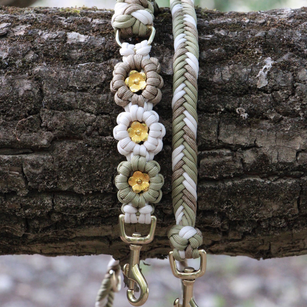 SOFORTKAUF Flower Leine "Oliv bloom" aus Paracord