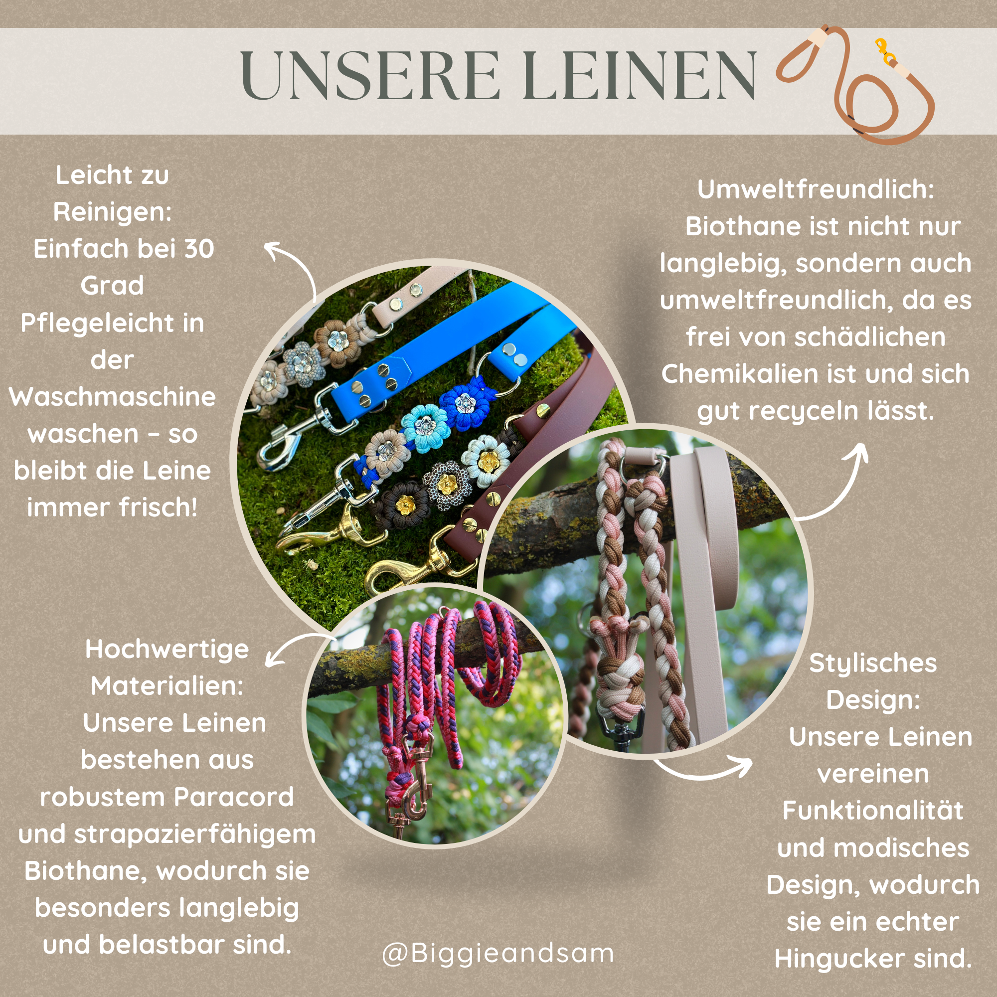 Hundeleine aus Paracord & Biothane selbst gestalten "Flower Mix"