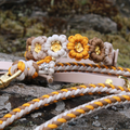 Set aus Blumenhalsband & geflochtener Leine "Golden Summer" personalisierbar